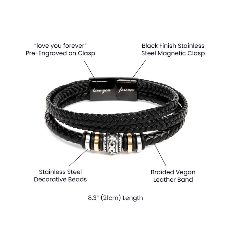 To My Son - Mens Leather Bracelet