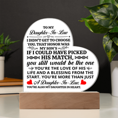 To My Daughter-in-Law Honor – Acrylic Heart Plaque